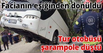 Facianın eşiğinden dönüldü: Tur otobüsü şarampole düştü