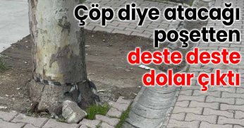 Çöp diye atacağı poşetten deste deste dolar çıktı