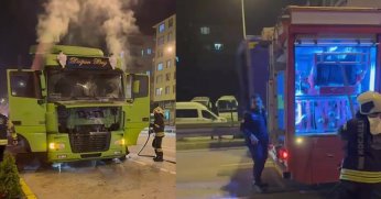 Hareket halindeki tırda yangın paniği