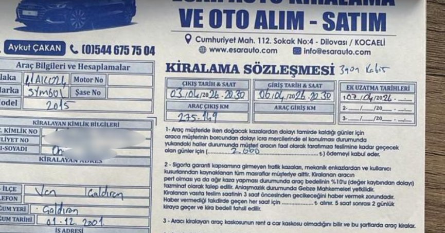 Saldırganlar kiralık aracı geri vermemiş: Teslim süresi dün dolmuş