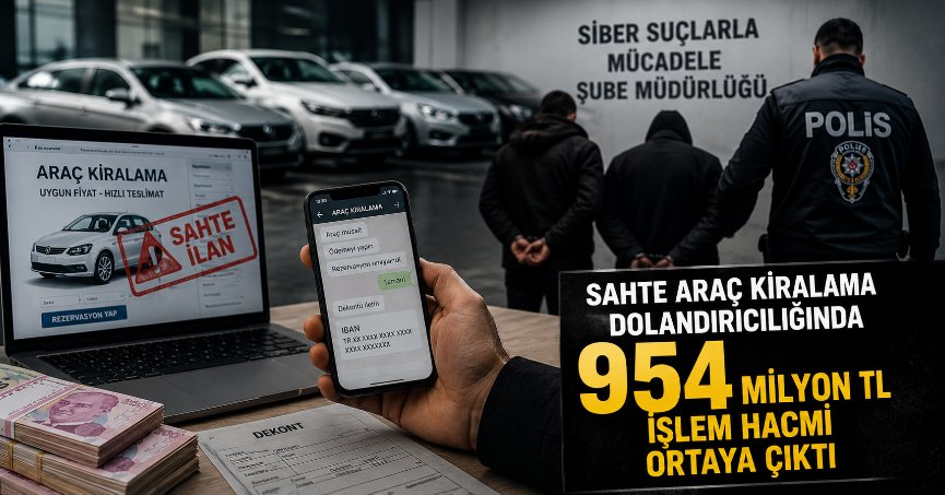 Sahte araç kiralama dolandırıcılığında 954 milyon liralık işlem hacmi ortaya çıktı
