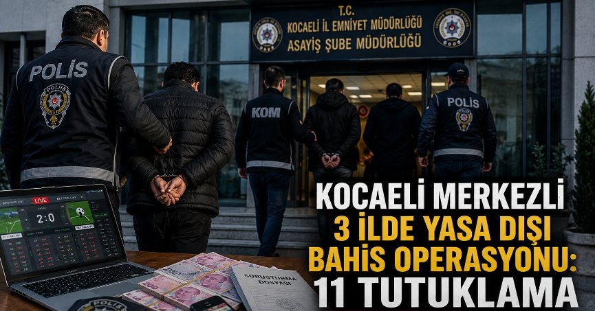  Kocaeli merkezli 3 ilde yasa dışı bahis operasyonu: 11 tutuklama